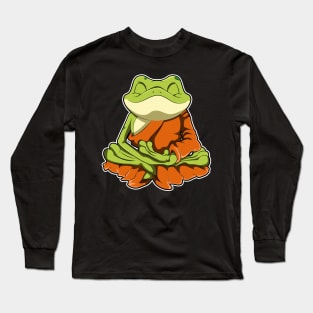 Frog at Yoga in Cross-legged Long Sleeve T-Shirt